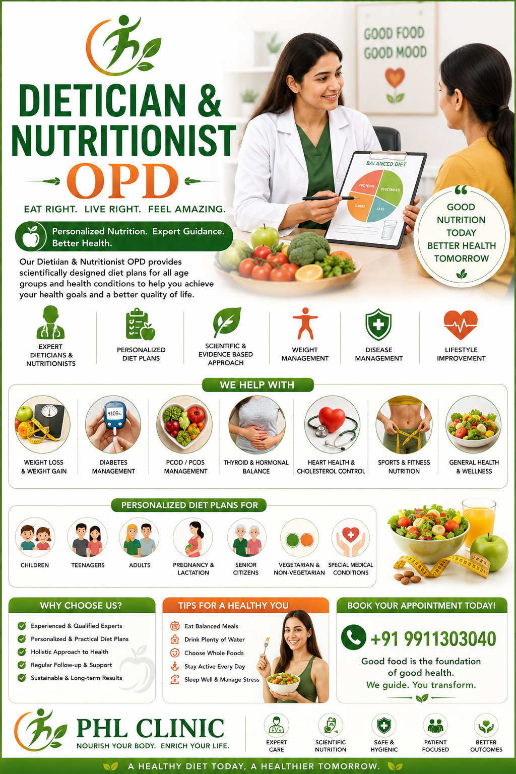 Dietician & Nutritionist OPD — diet counselling and nutrition care