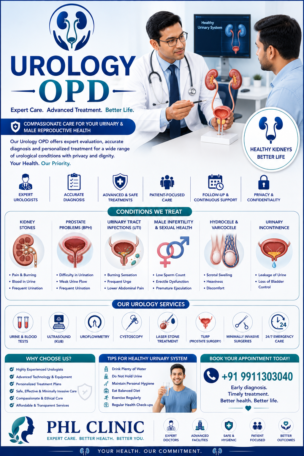 Urology OPD — kidney, bladder and urinary tract care